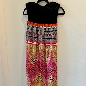 Anthropologie Strapless Patterned Maxi Dress